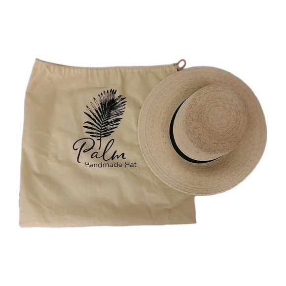 Women Fashionable-Vacation Sun Hat‎ Sz Sm 100% Palm Leaf Mexico Sweatband #1069 - Picture 1 of 12
